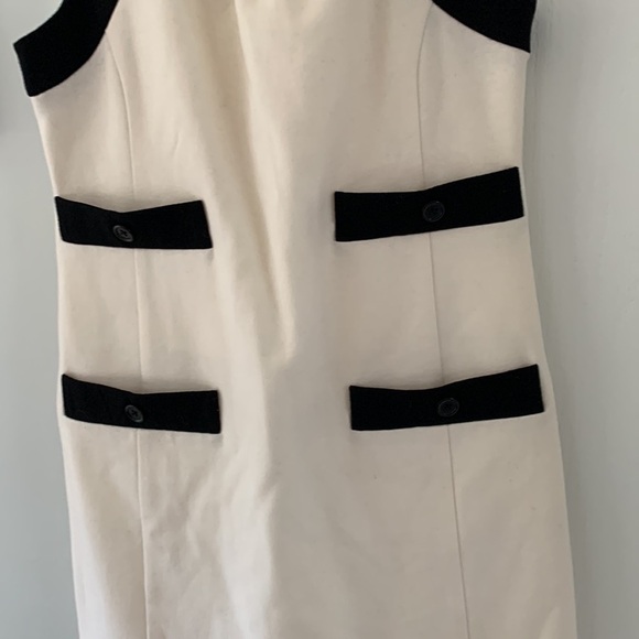 Anthropologie Beth Bowley two tones‎ color block dress size 6 wool beige black - Picture 4 of 9